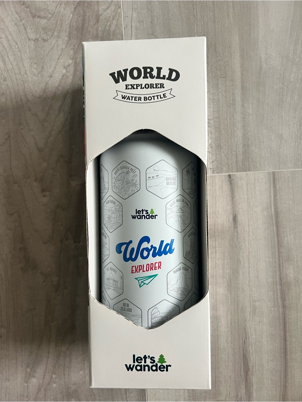 Let's Wander World Explorer White Insulated Bottle